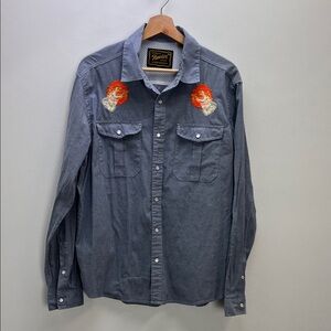 Howler Bros Gaucho Snapshirt Pearl Snap Howling Wolves Wolf Mens Medium Western